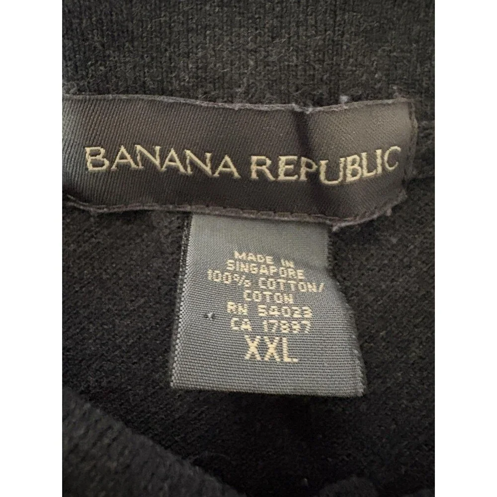 Banana Republic Polo Shirt Mens 2XL Black 100% Cotton Knit Short Sleeve Casual